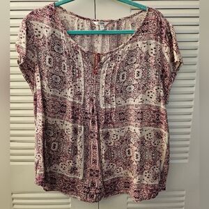 Sonoma Burgundy and Cream Paisley Blouse - XL